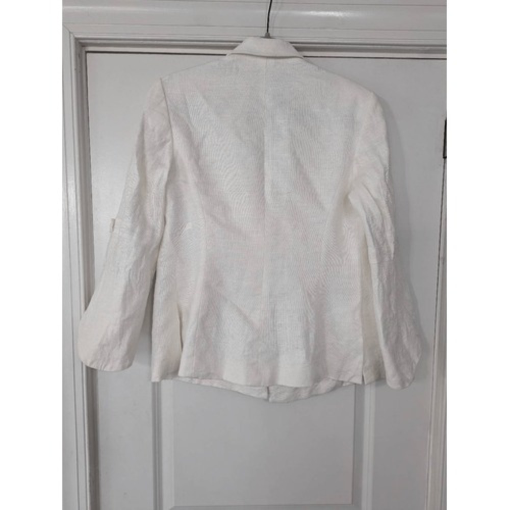 Carolina Herrera Linen Blazer women's 14 white Neiman Marcus Vintage luxury - Picture 8 of 8